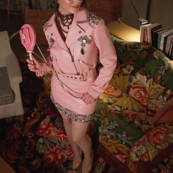 An original Versace 2022 complete outfit in pink leather perfect brand new - Picture 1 of 12